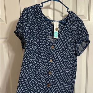 Market & Spruce Blue Short Sleeve Button Down Shirt